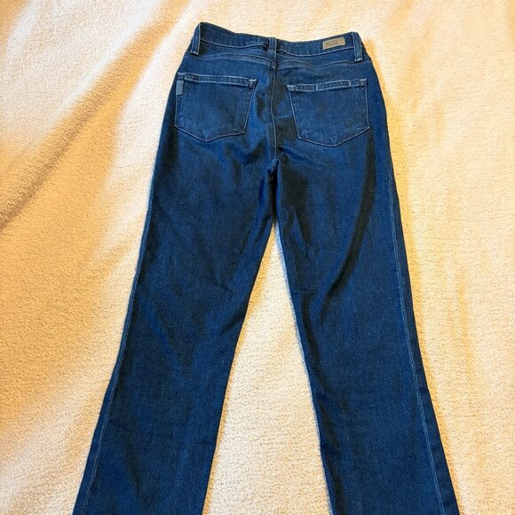 PAIGE Cindy Straight Leg Jean in Promise Dark Wash Raw Hem Ankle Size 25 - Picture 3 of 8